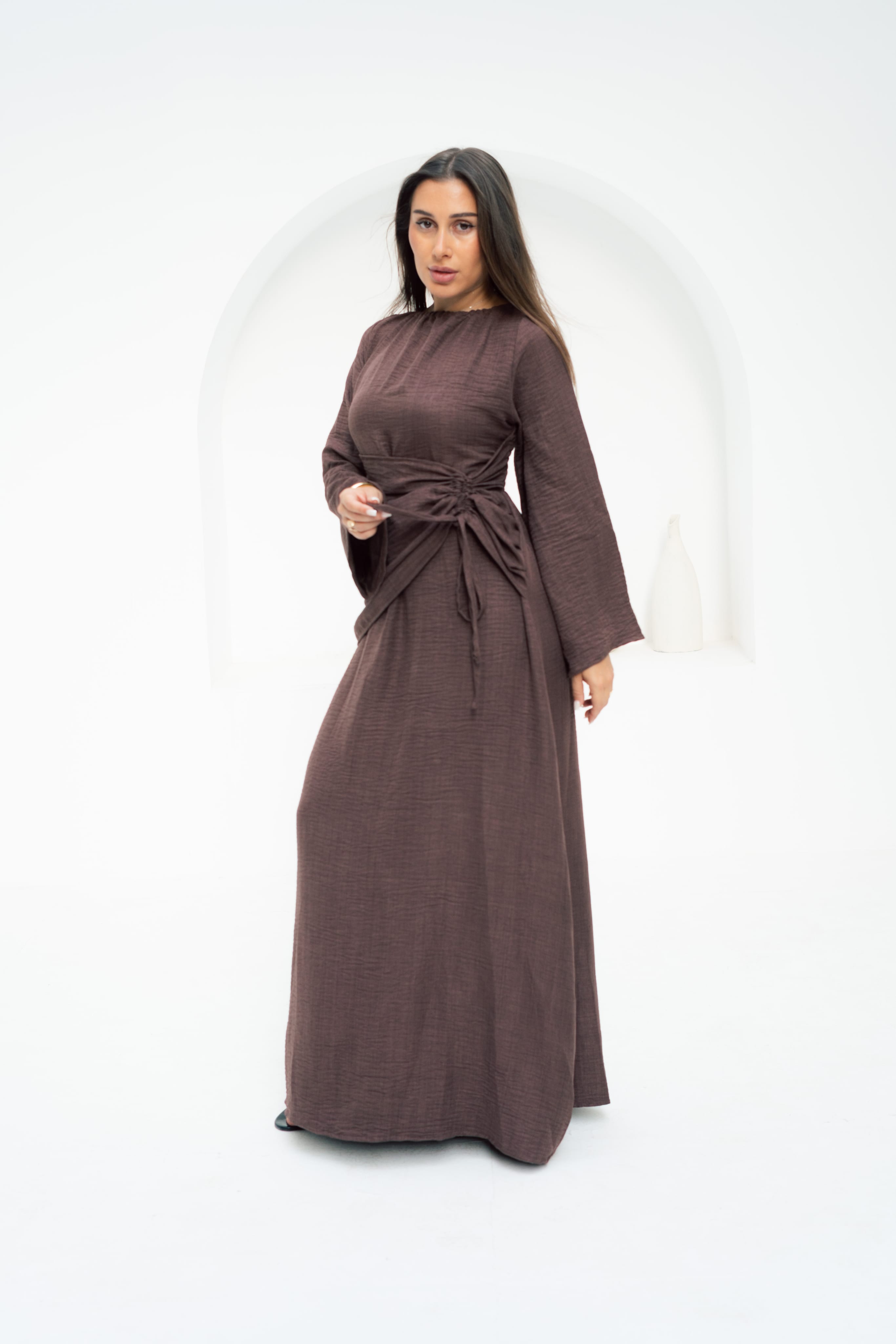 Dress Waist Cinched - Brown