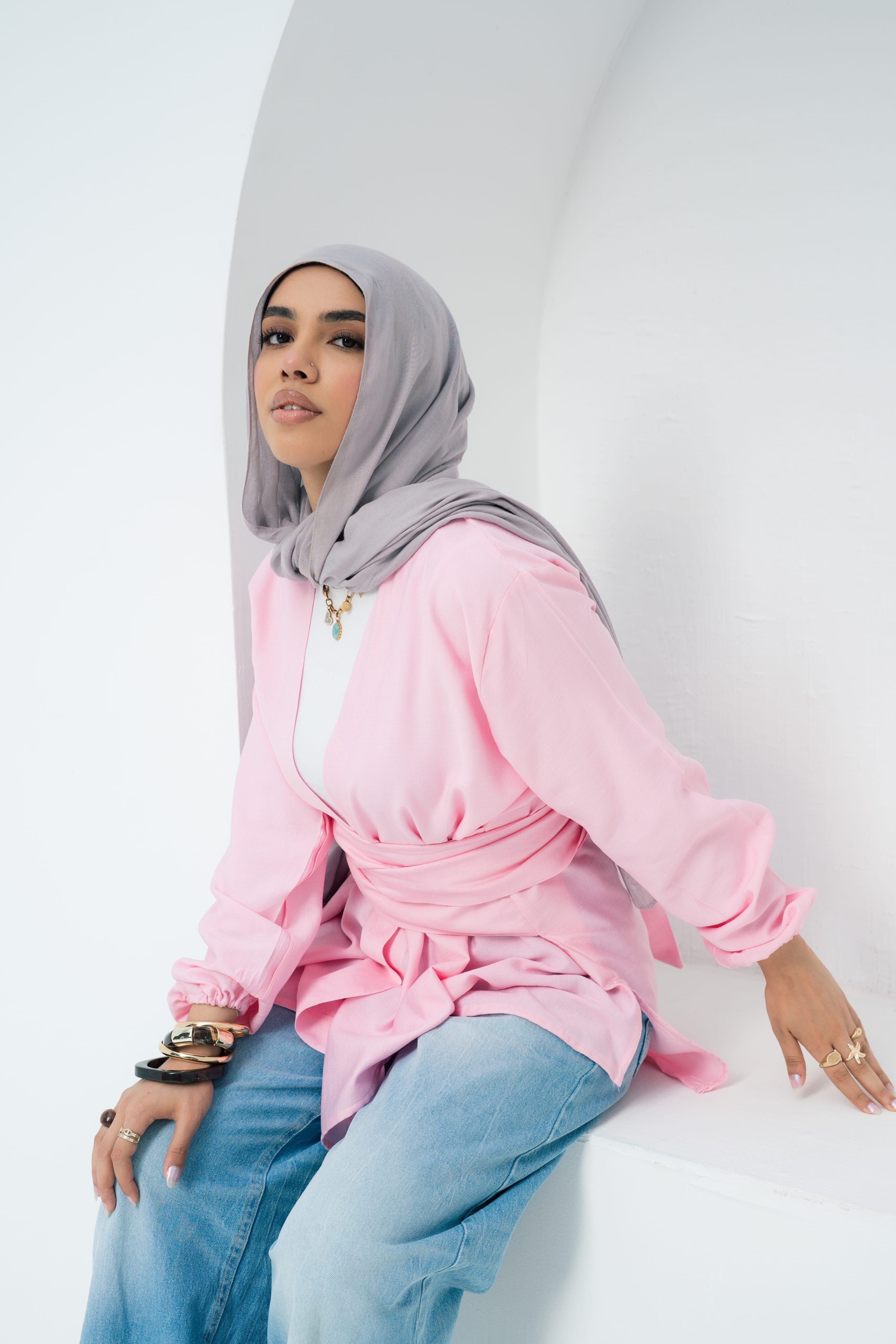 Aura Wrap Blouse - Powder pink