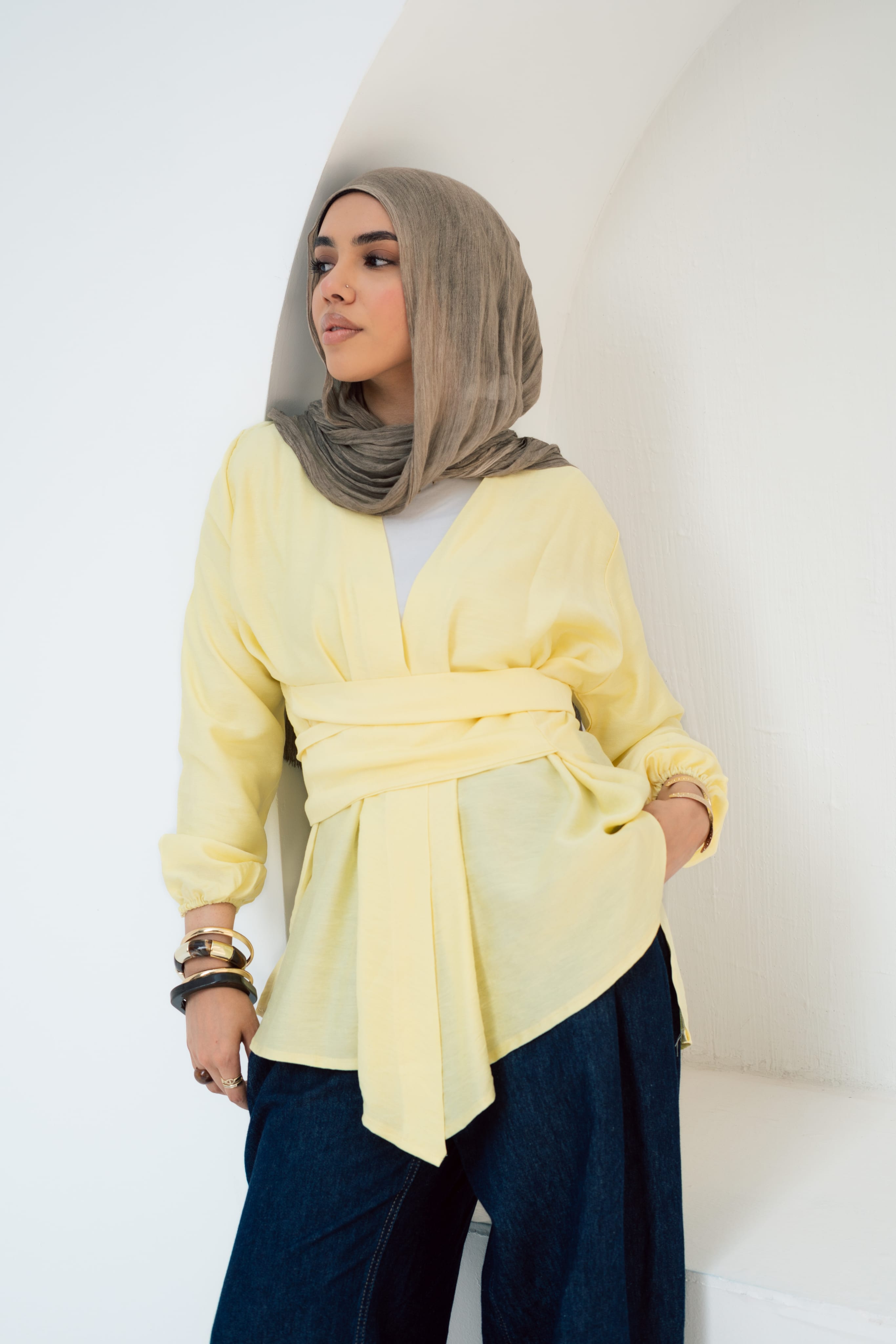 Aura Wrap Blouse - Butter Yellow
