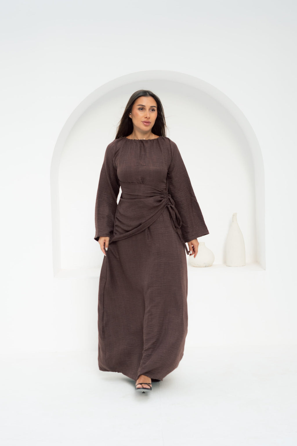 Dress Waist Cinched - Brown