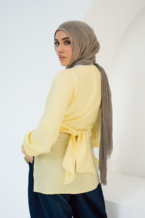 Aura Wrap Blouse - Butter Yellow
