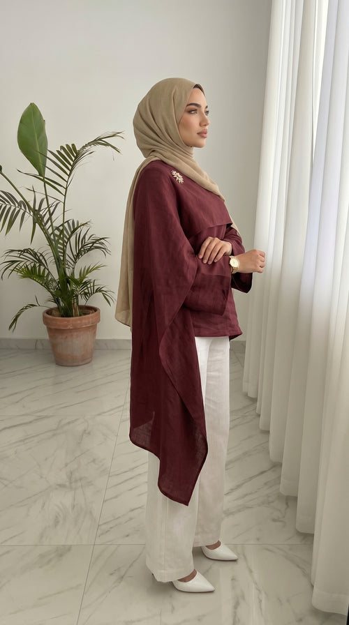 Shawl Burgundy Blouse