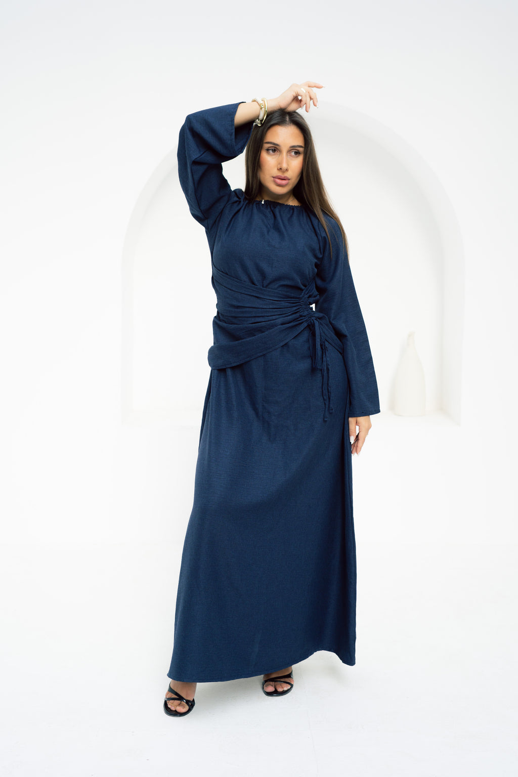 Dress Waist Cinched - Navy Blue