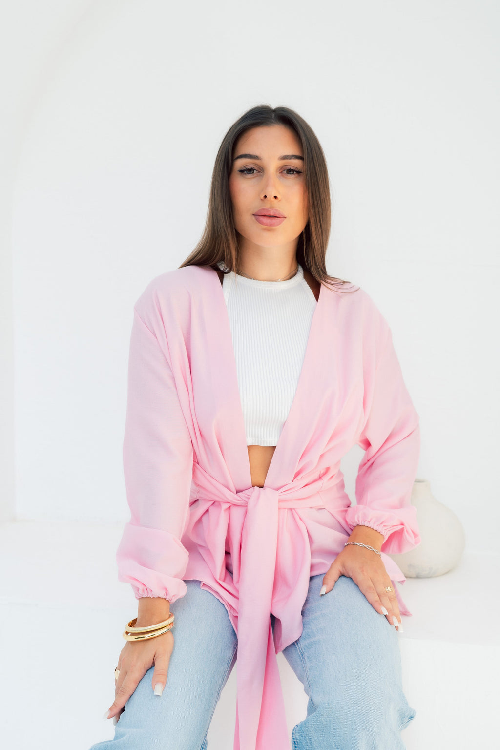 Aura Wrap Blouse - Powder pink