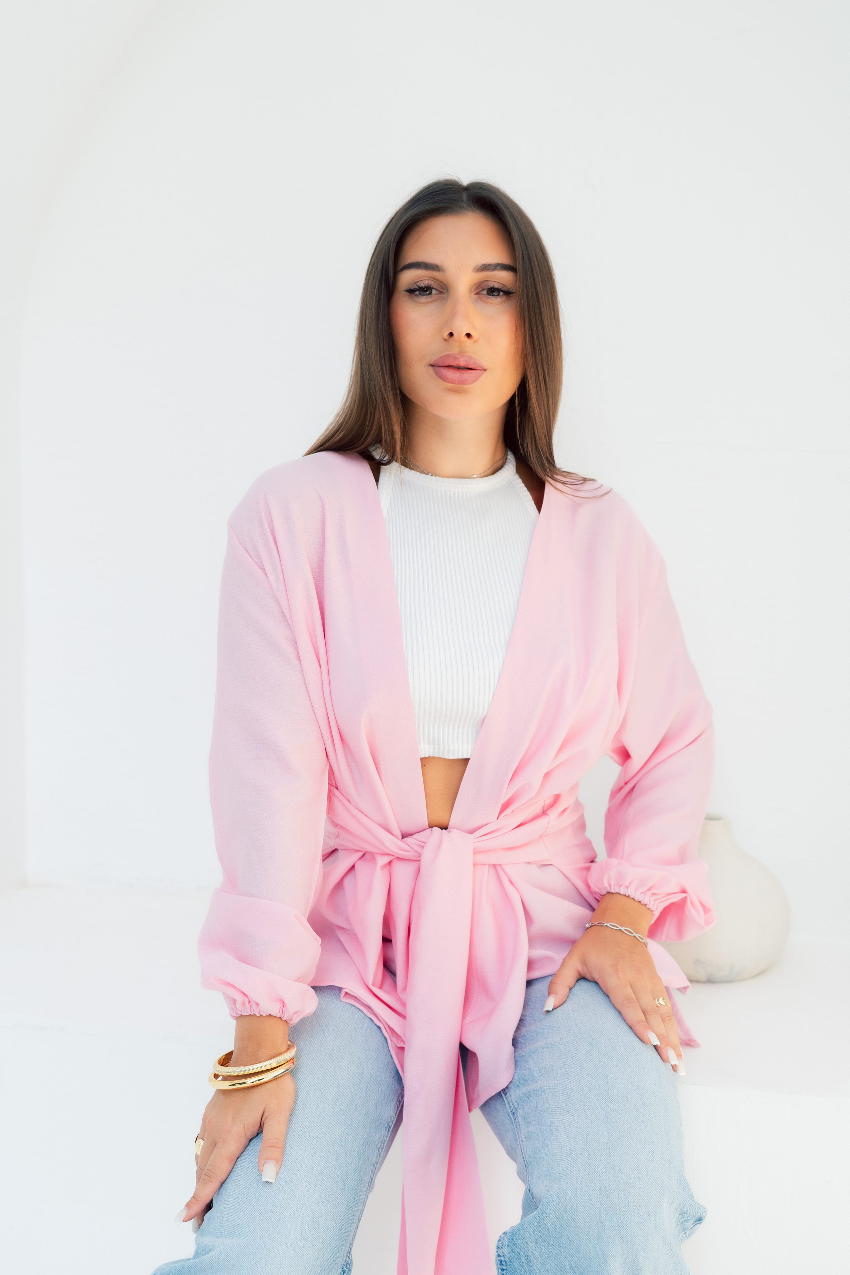 Aura Wrap Blouse - Powder pink