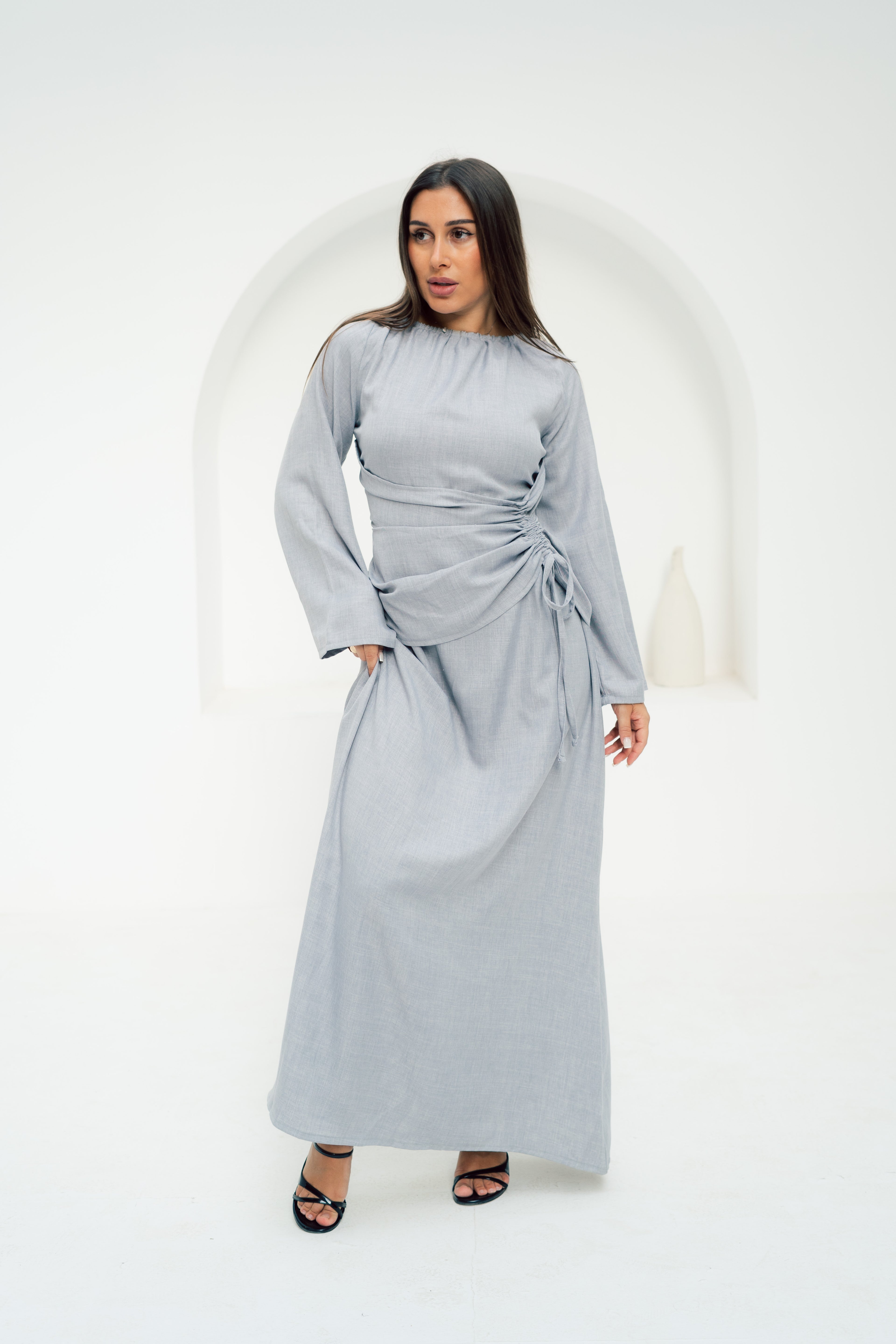 Dress Waist Cinched - Light Grey