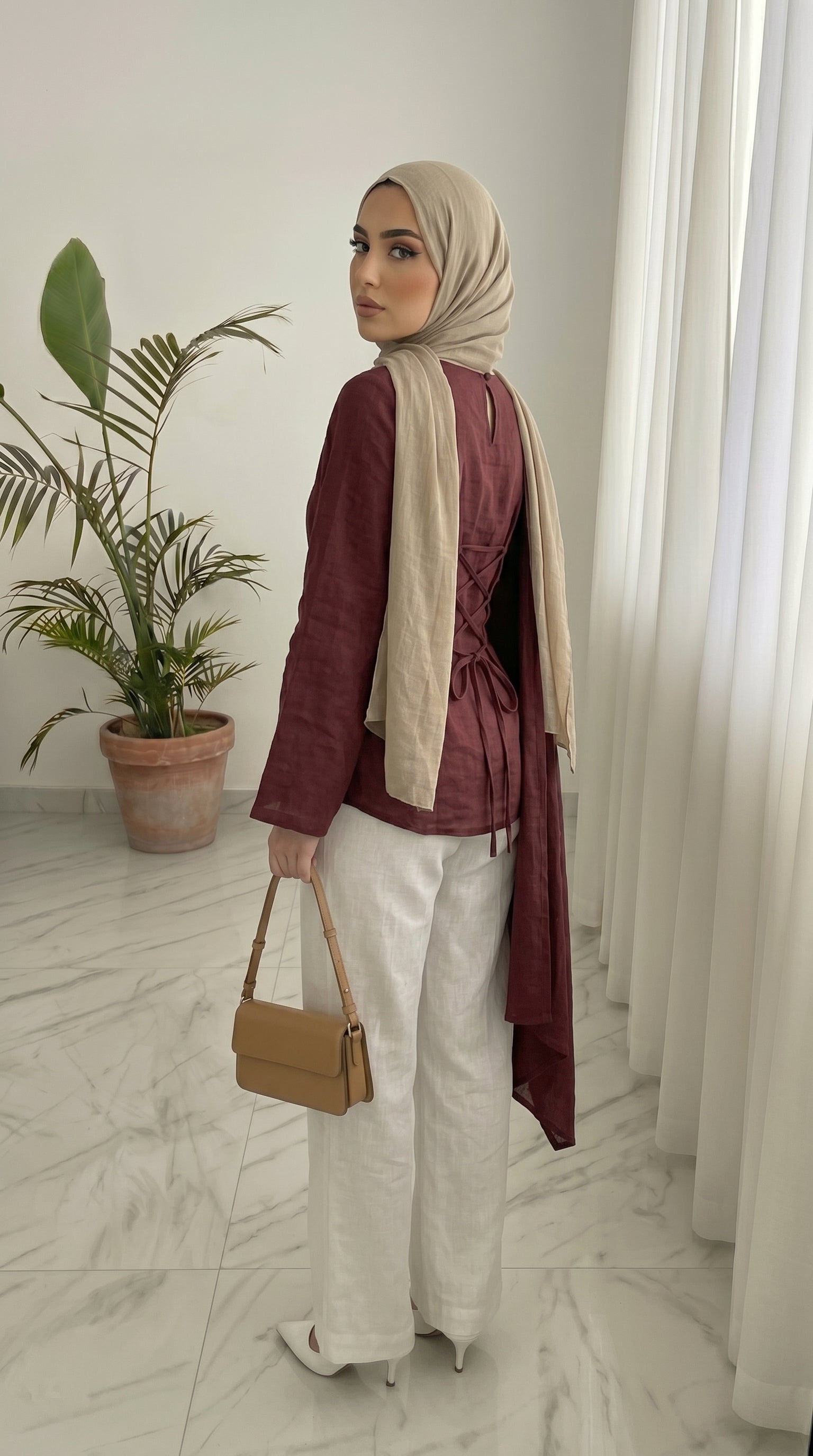 Shawl Burgundy Blouse