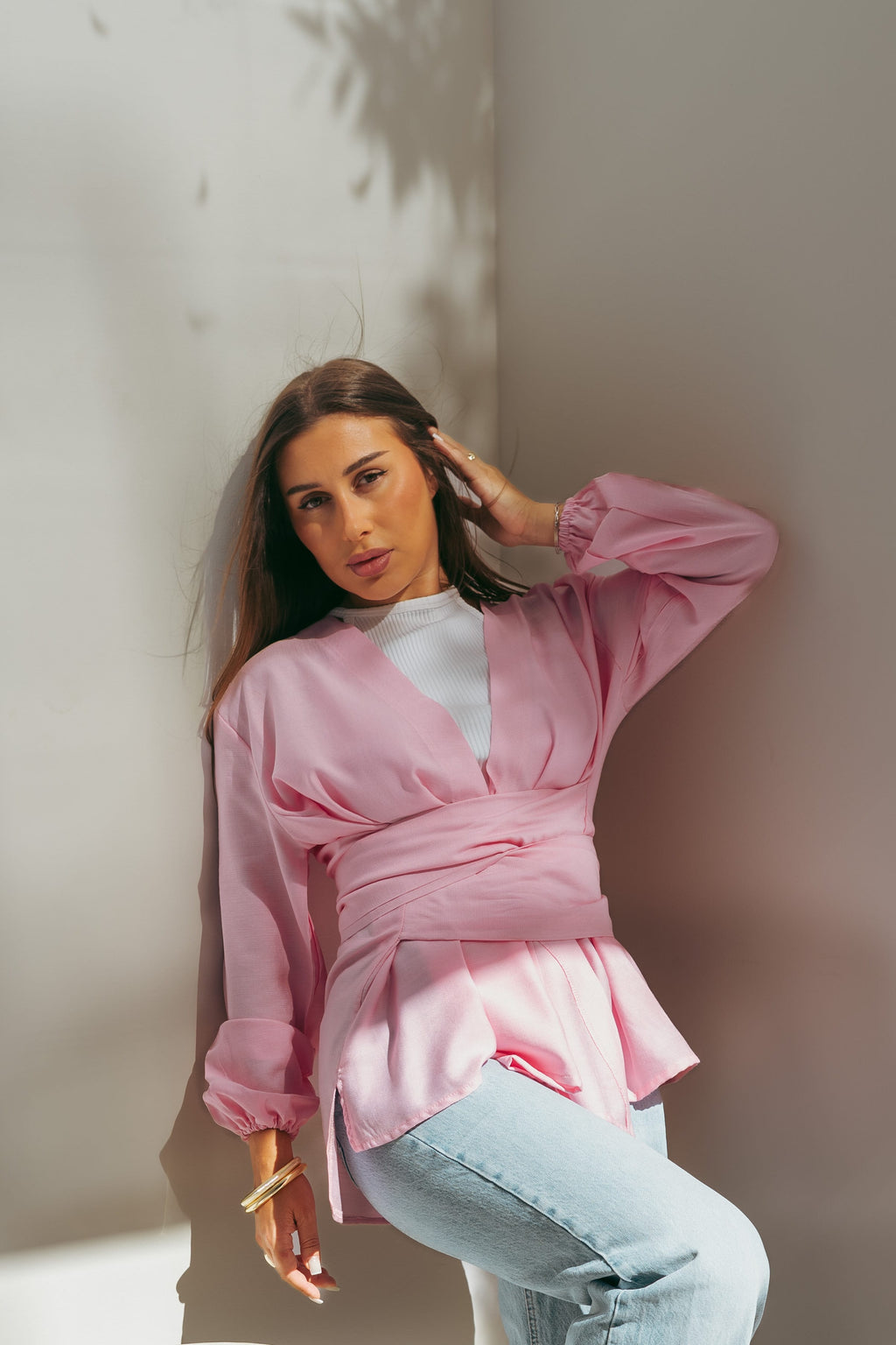 Aura Wrap Blouse - Powder pink