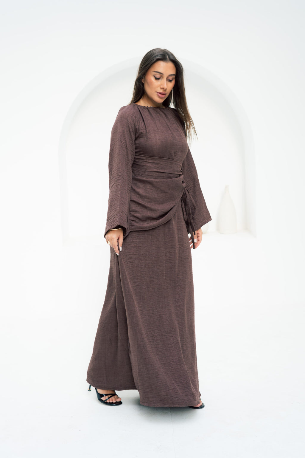 Dress Waist Cinched - Brown