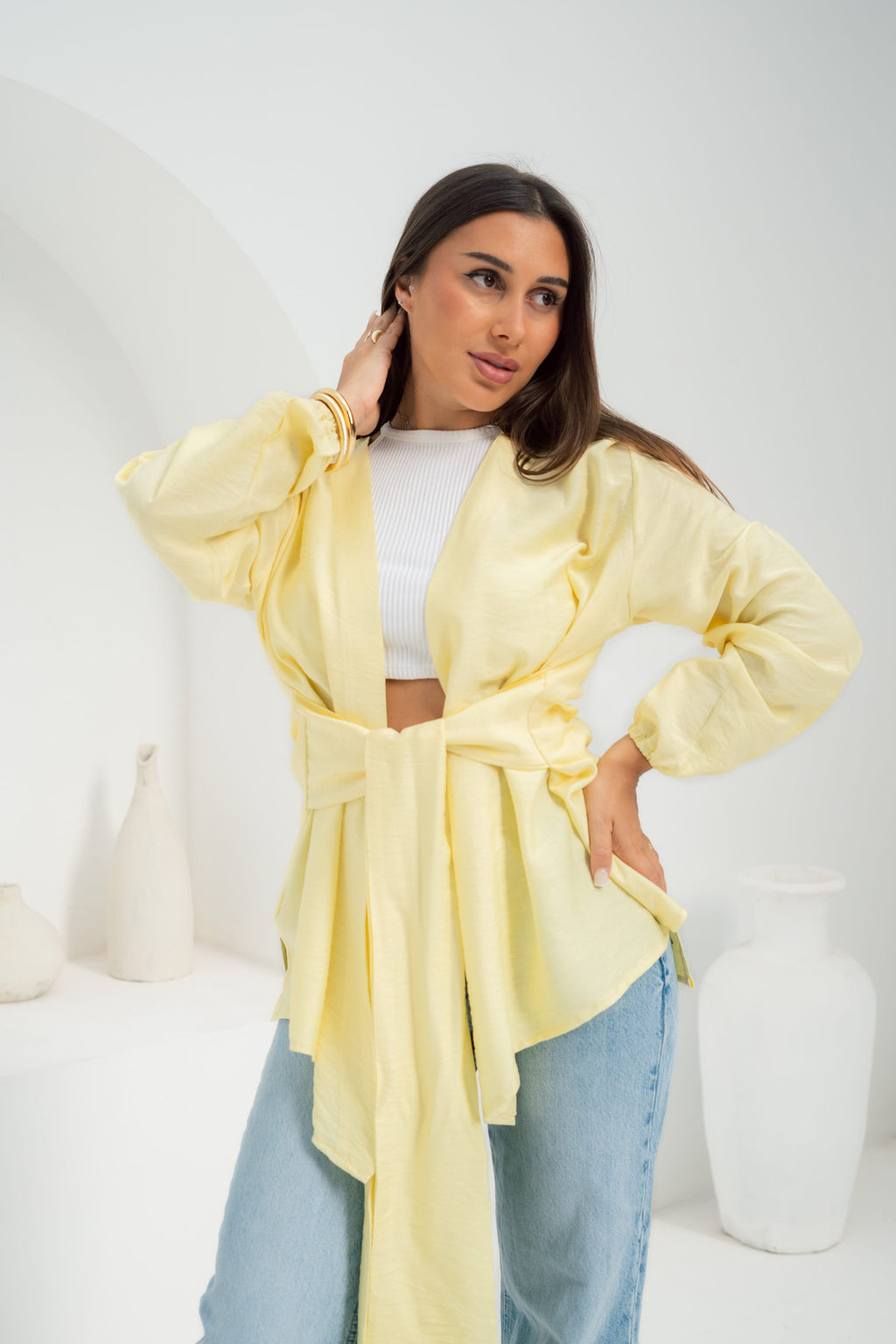 Aura Wrap Blouse - Butter Yellow