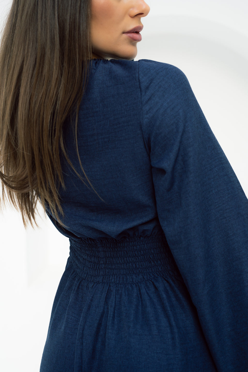 Dress Waist Cinched - Navy Blue