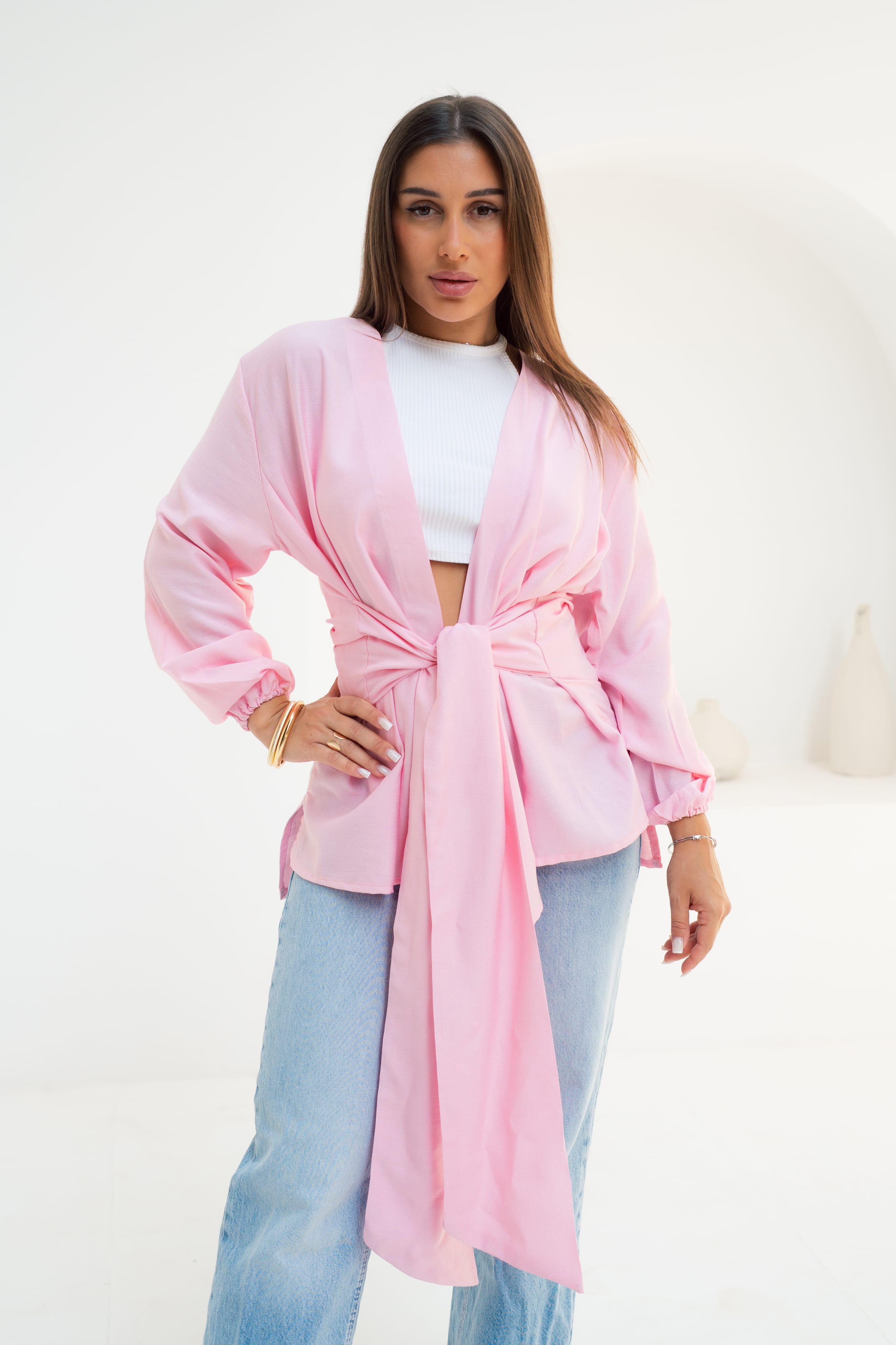 Aura Wrap Blouse - Powder pink