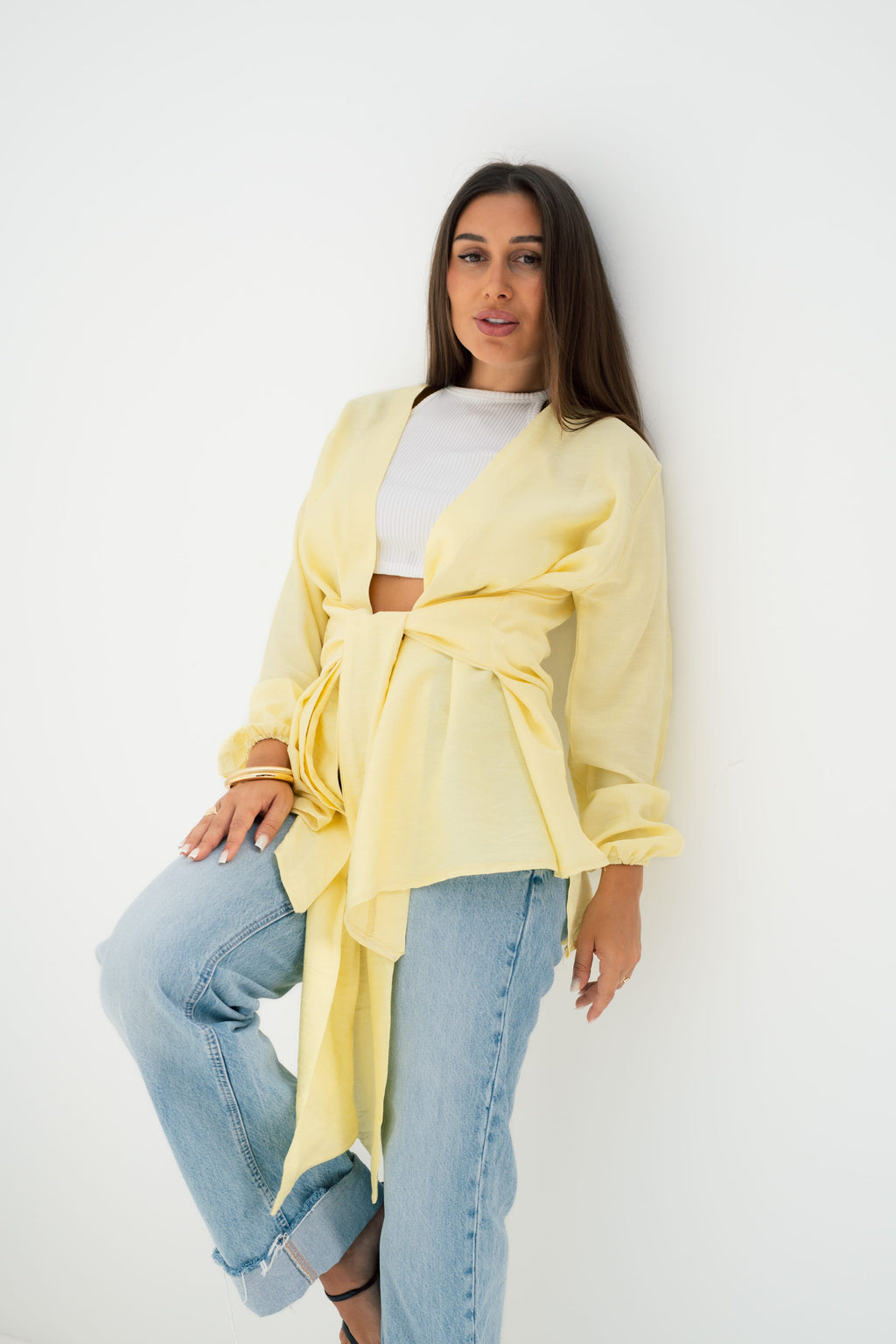 Aura Wrap Blouse - Butter Yellow