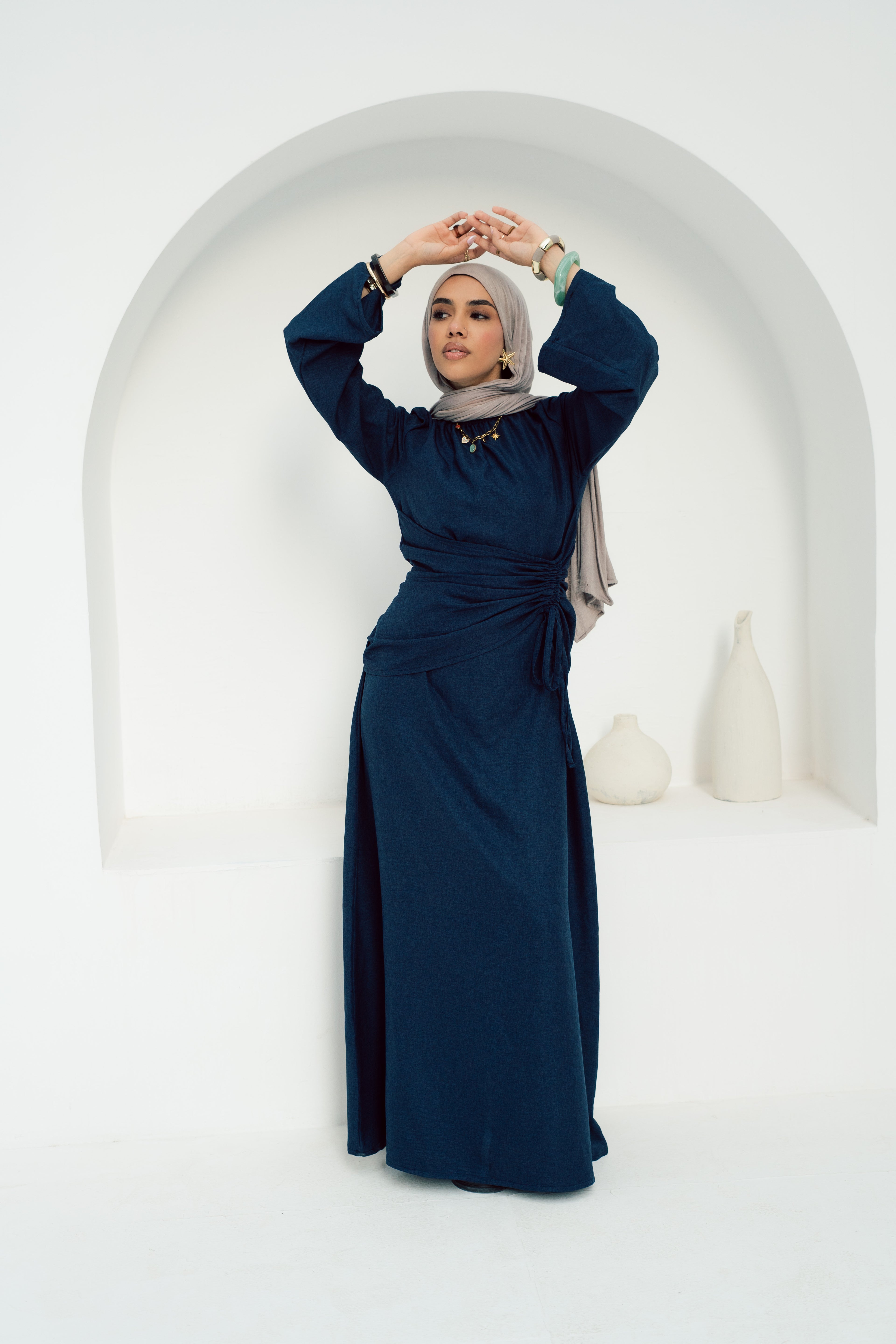 Dress Waist Cinched - Navy Blue