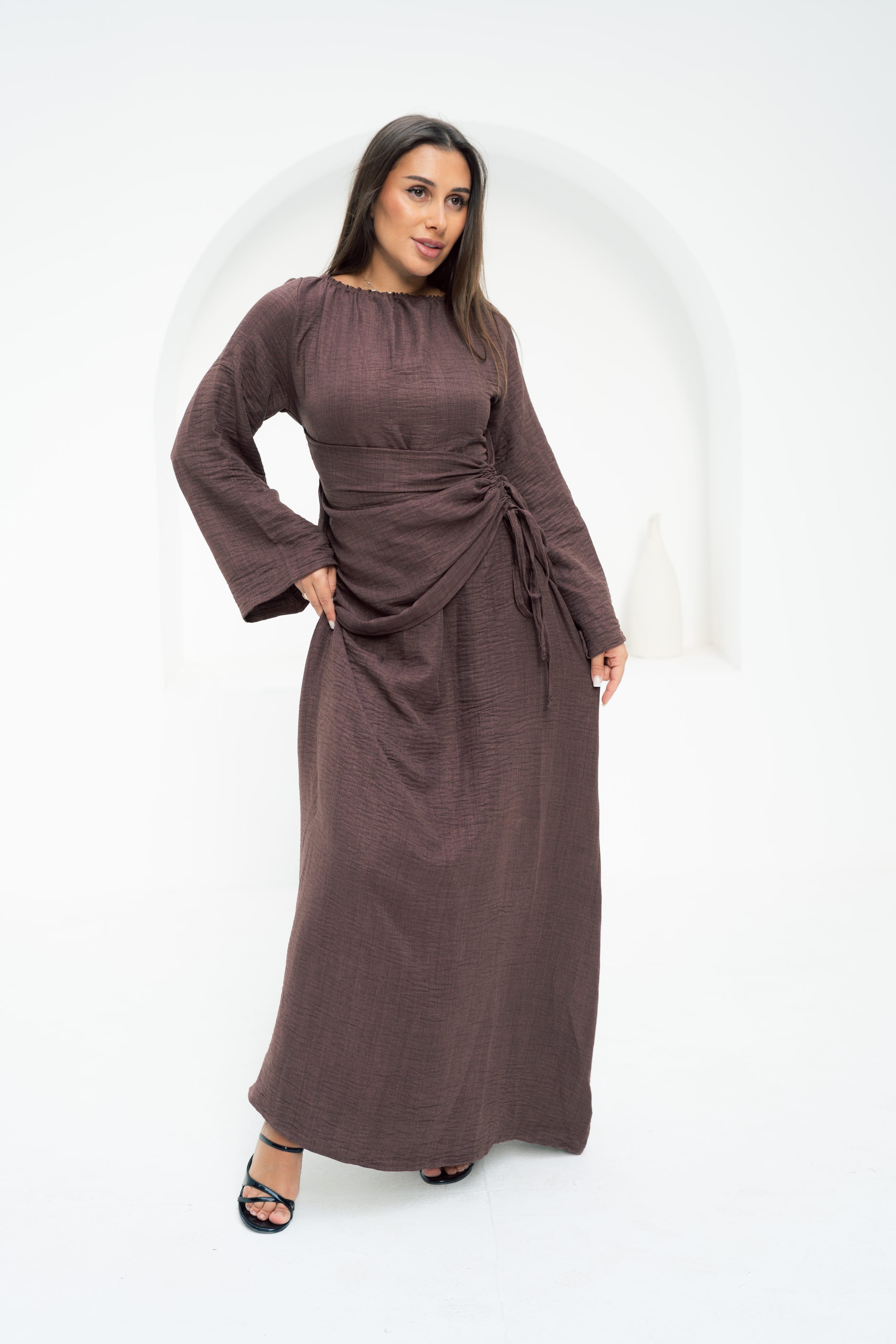 Dress Waist Cinched - Brown