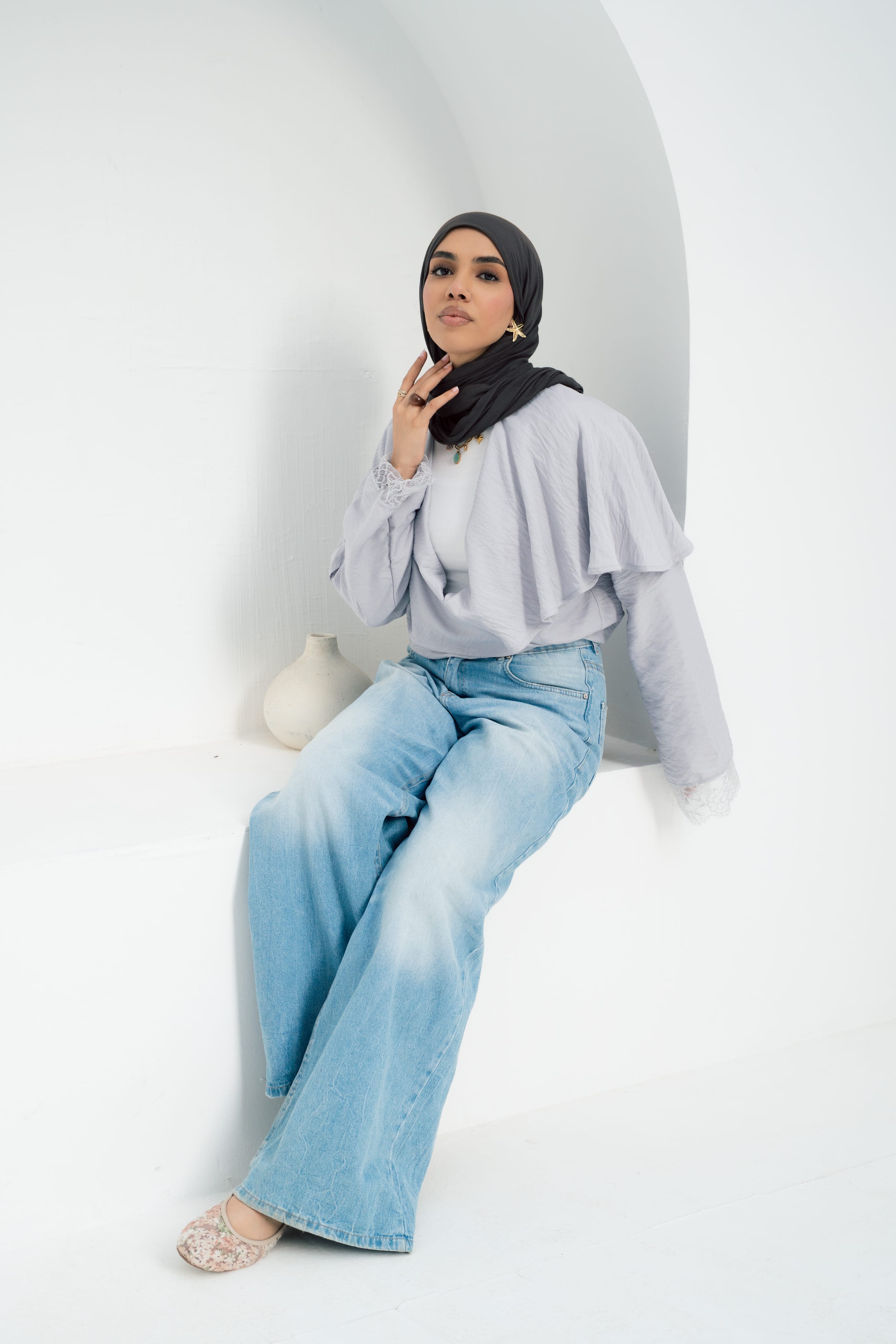 Butterfly Blouse - Light Grey