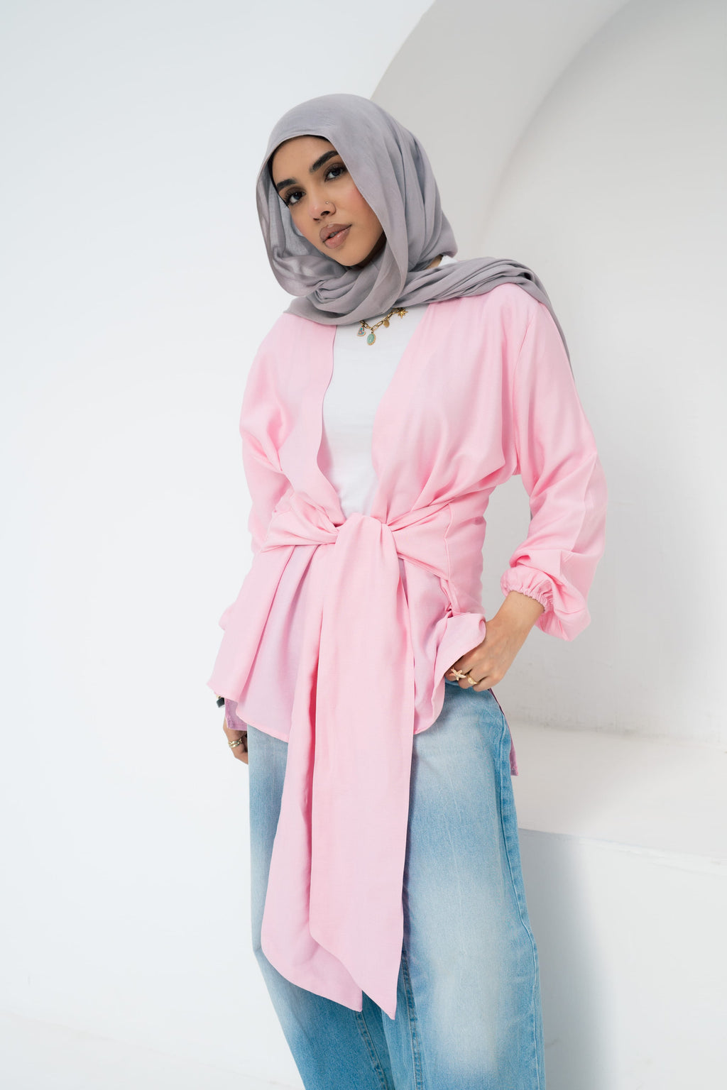 Aura Wrap Blouse - Powder pink