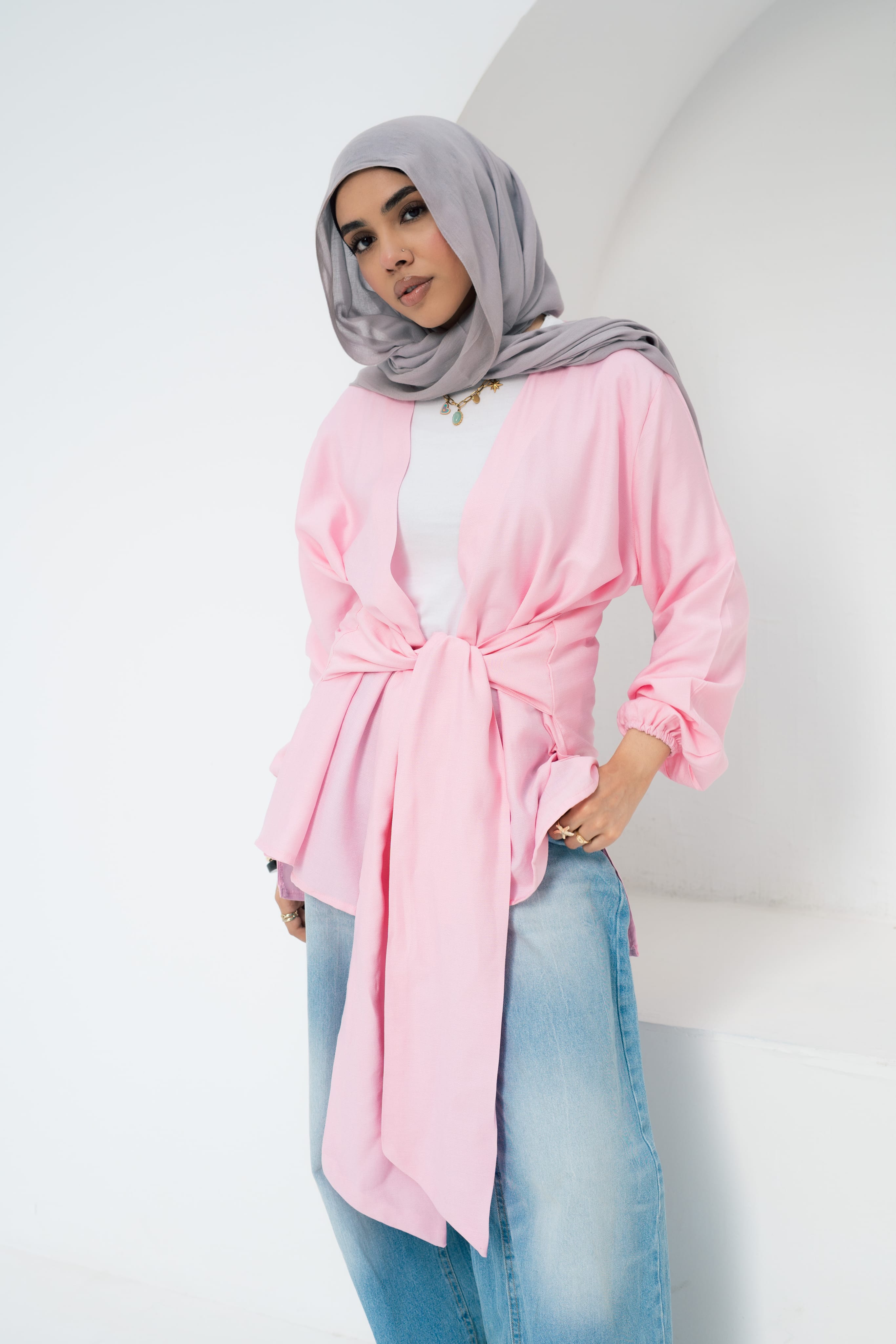 Aura Wrap Blouse - Powder pink