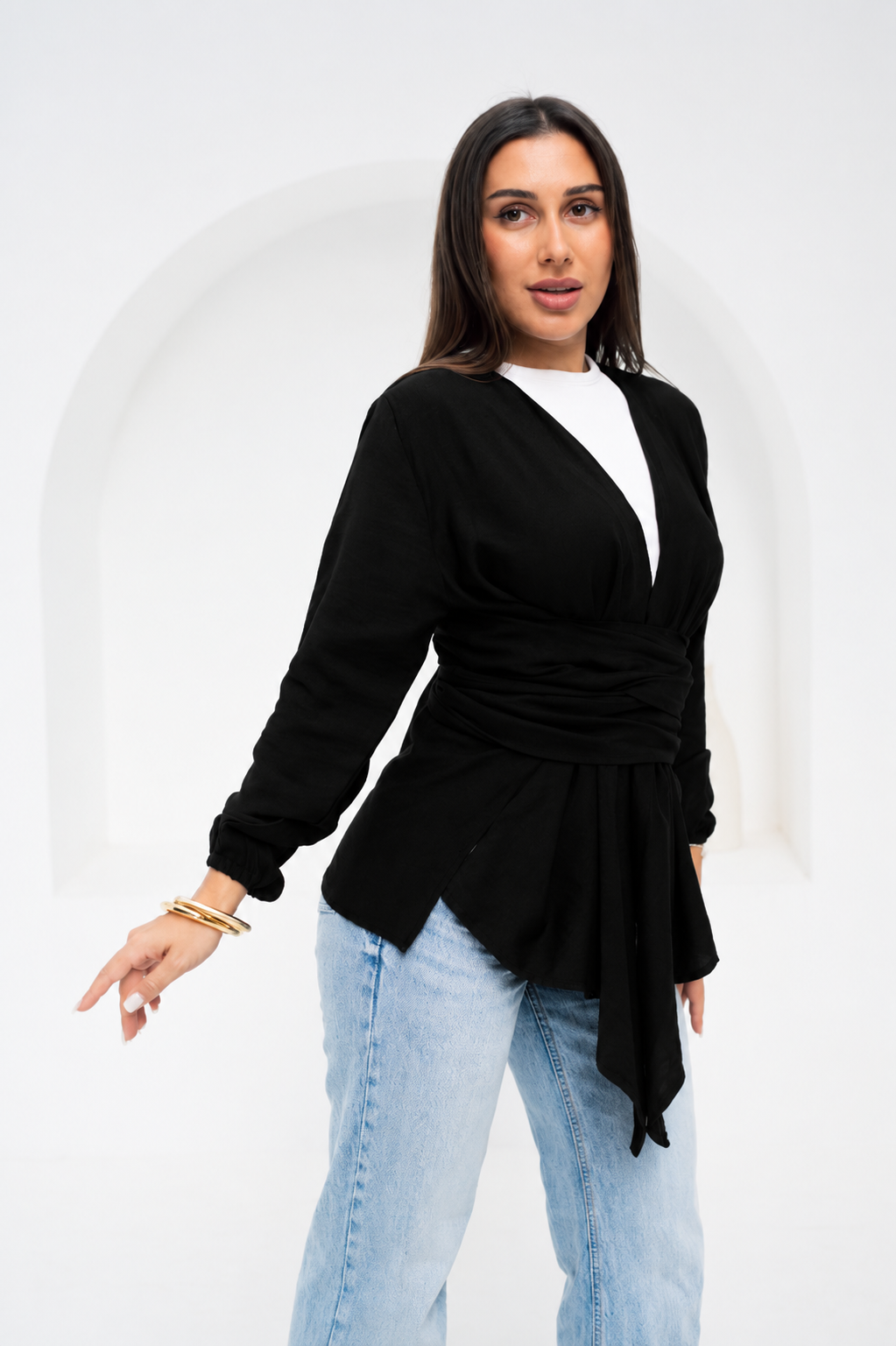 Aura Wrap Blouse - Black