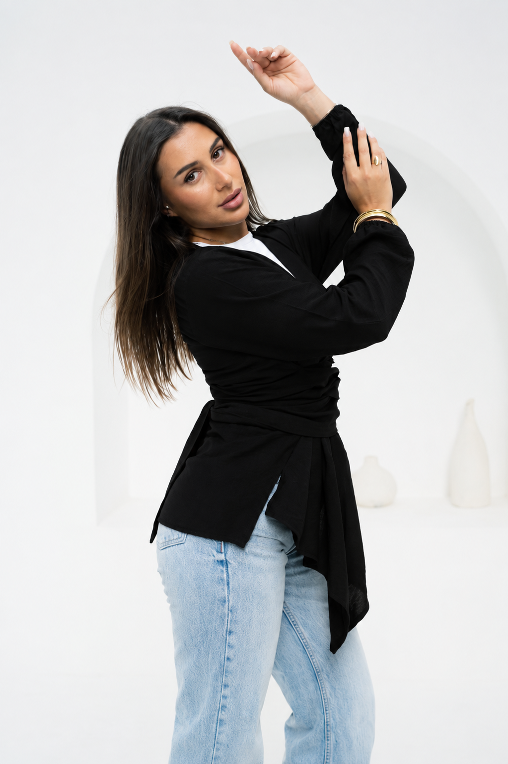 Aura Wrap Blouse - Black
