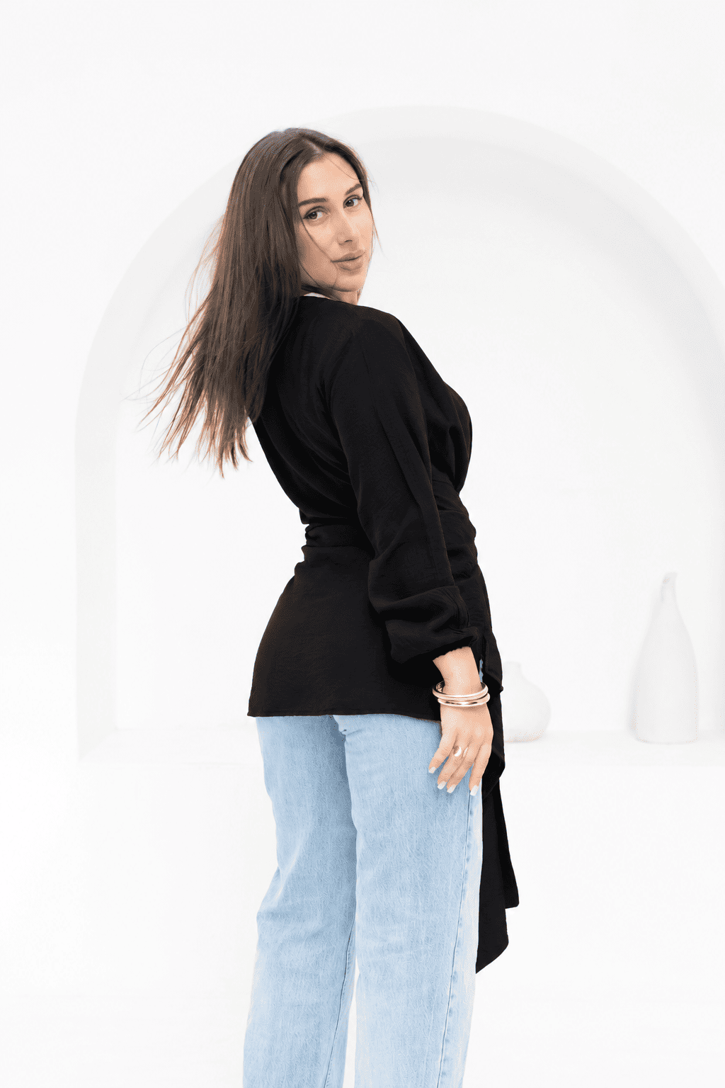 Aura Wrap Blouse - Black
