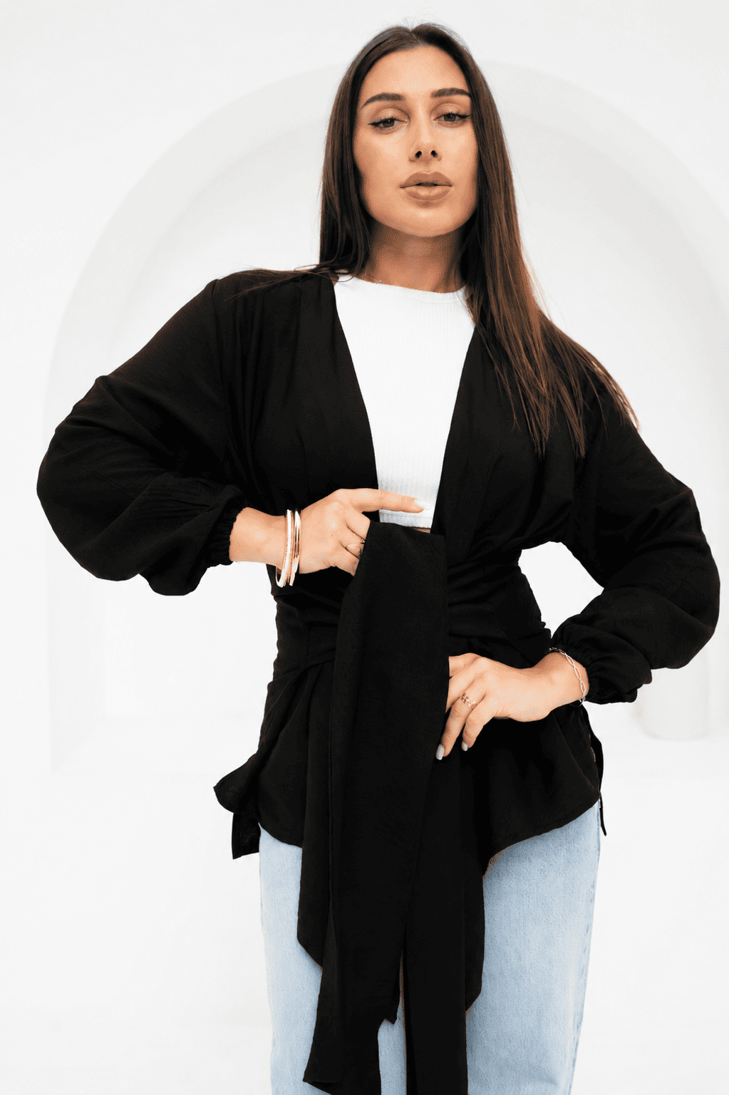 Aura Wrap Blouse - Black