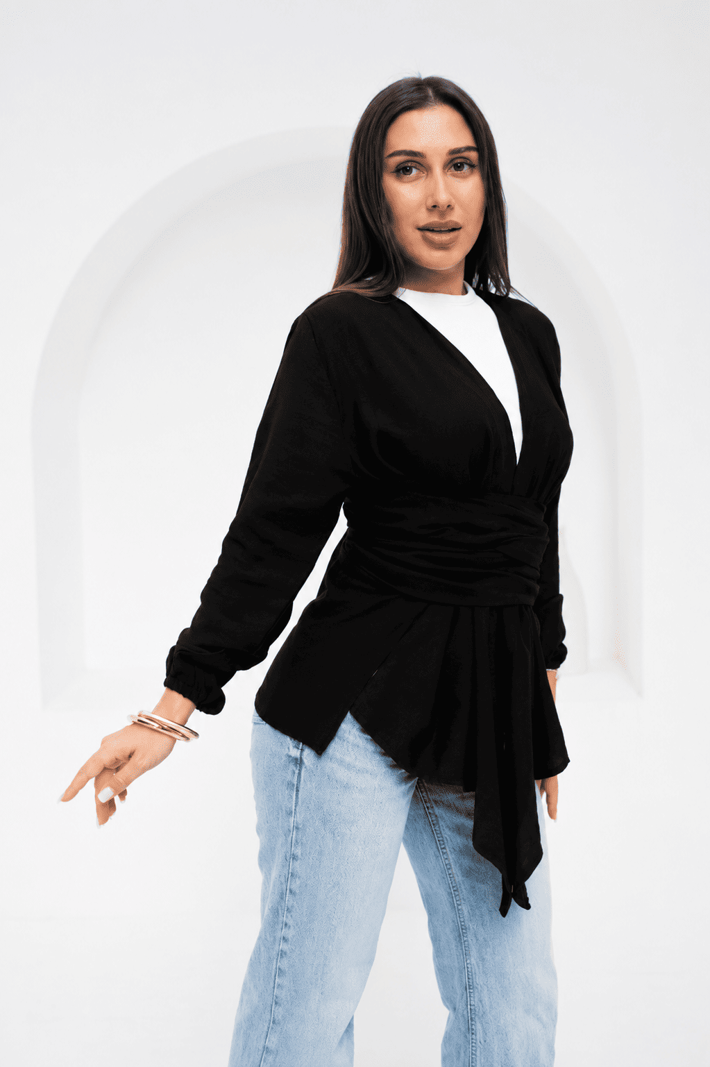 Aura Wrap Blouse - Black