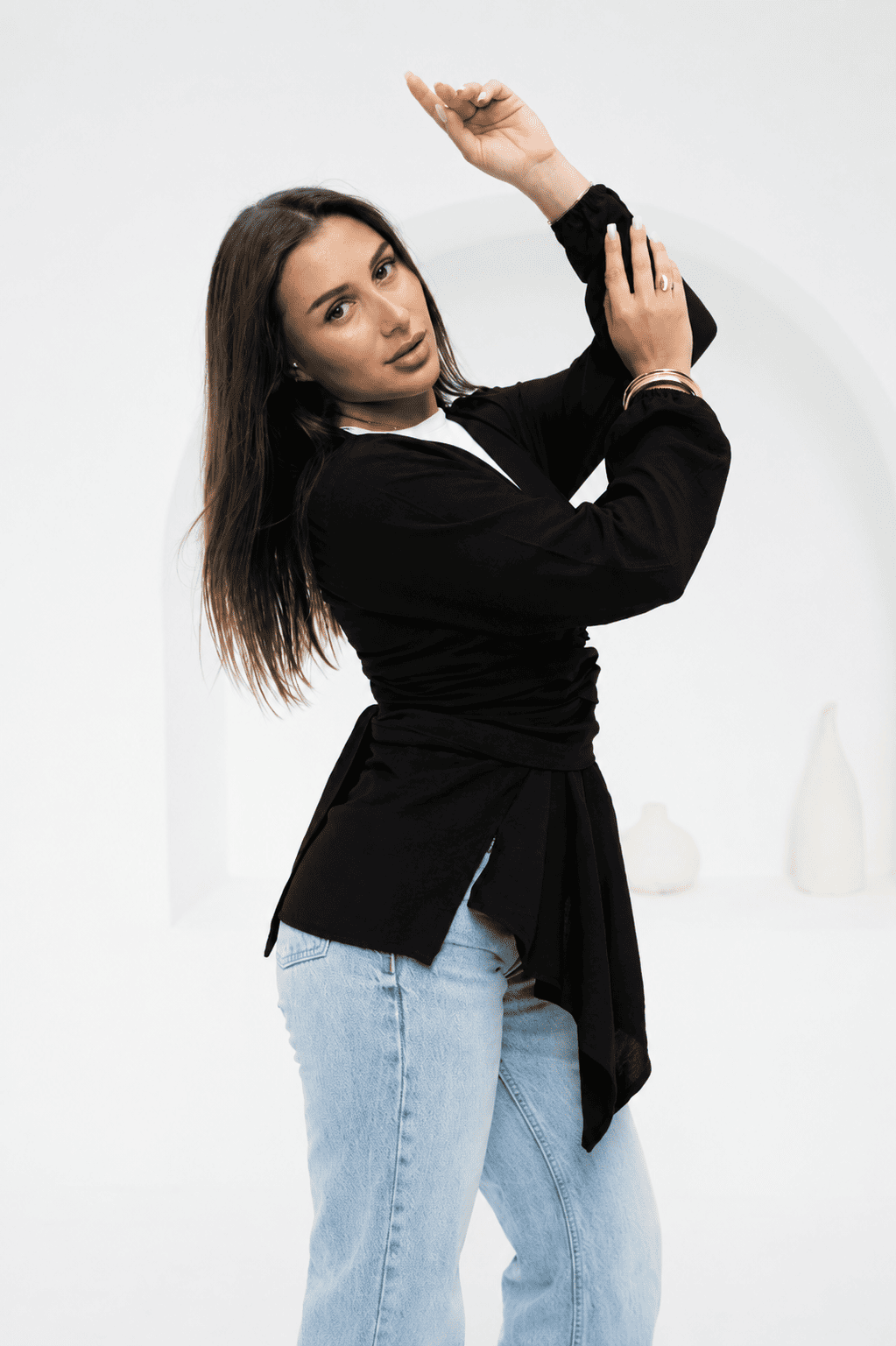 Aura Wrap Blouse - Black