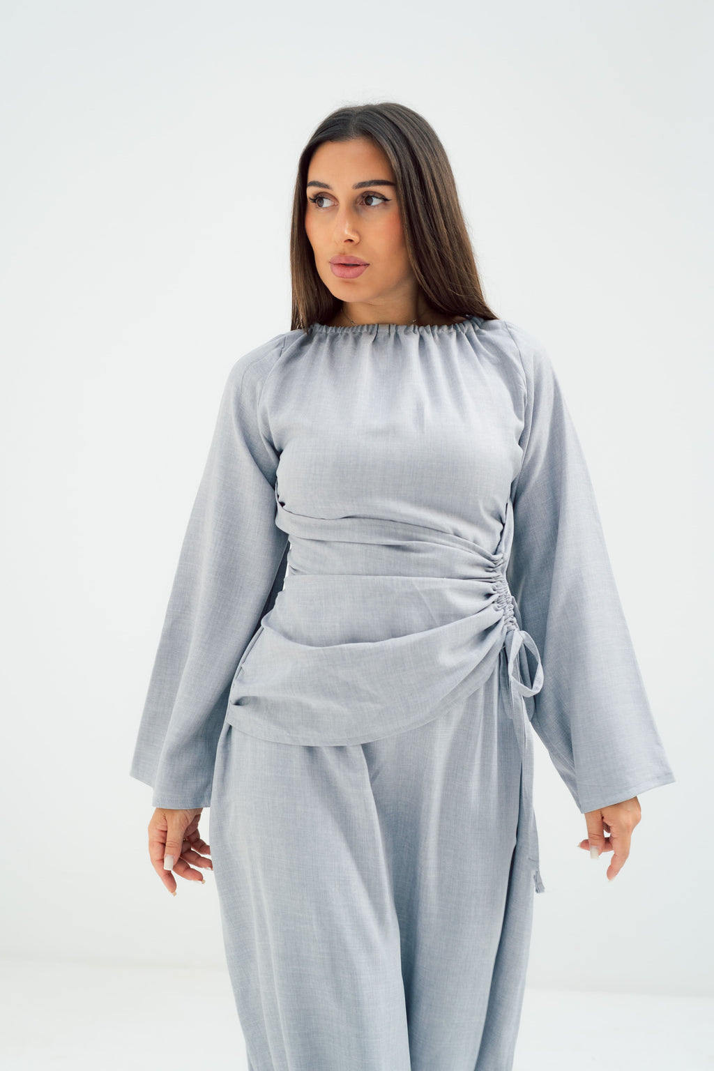 Dress Waist Cinched - Light Grey