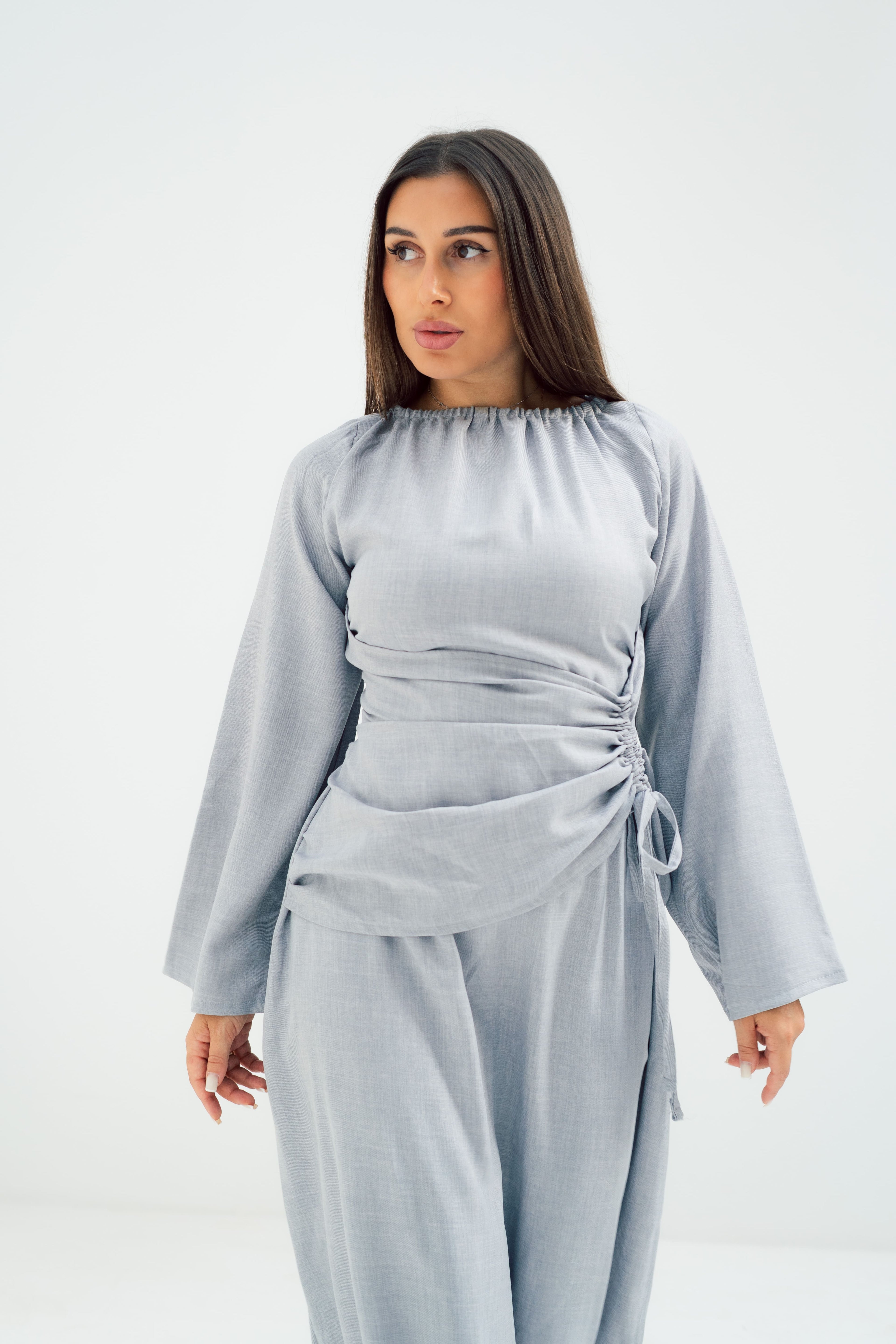 Dress Waist Cinched - Light Grey