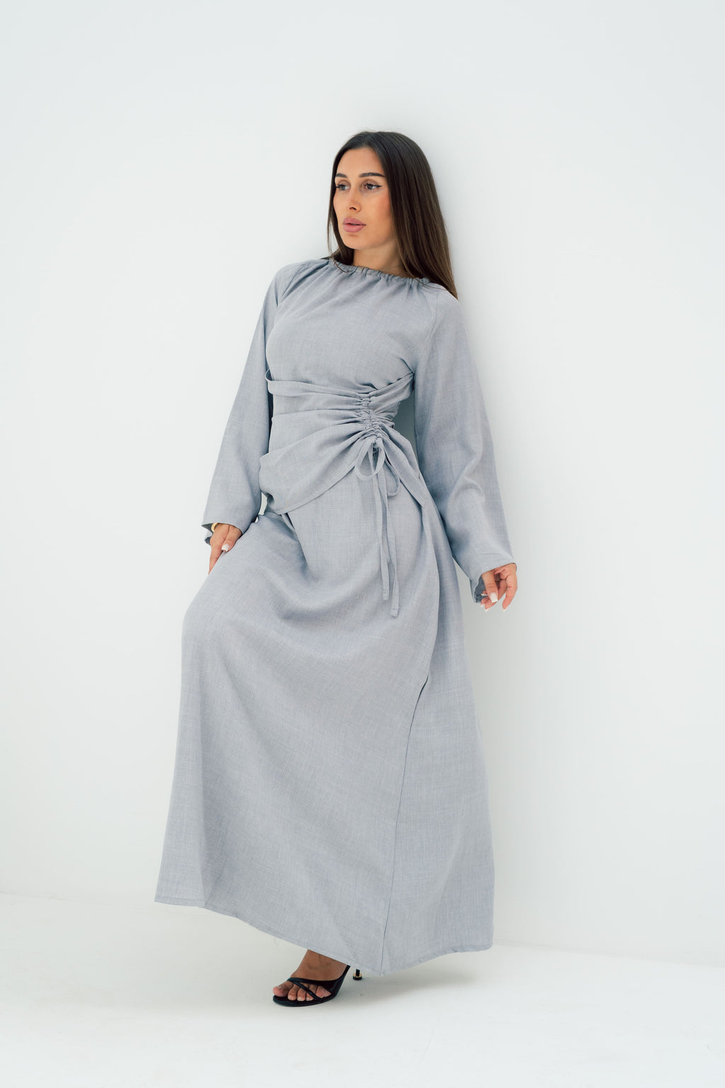 Dress Waist Cinched - Light Grey