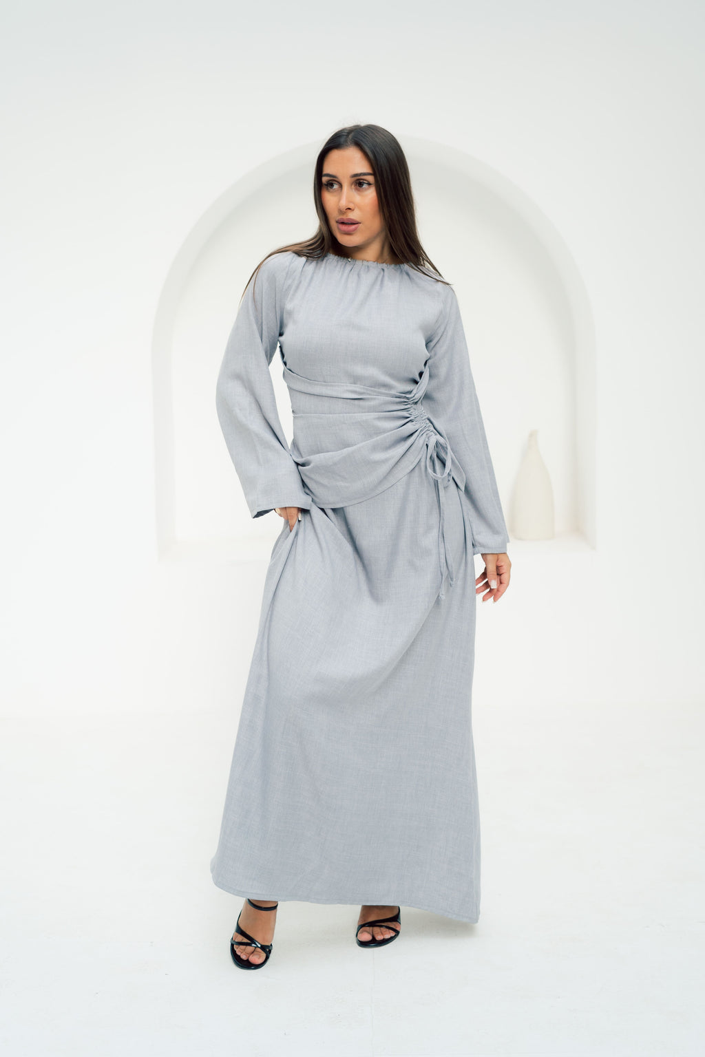 Dress Waist Cinched - Light Grey