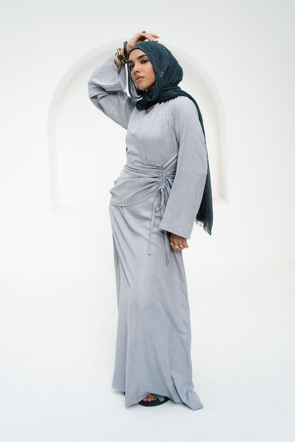 Dress Waist Cinched - Light Grey