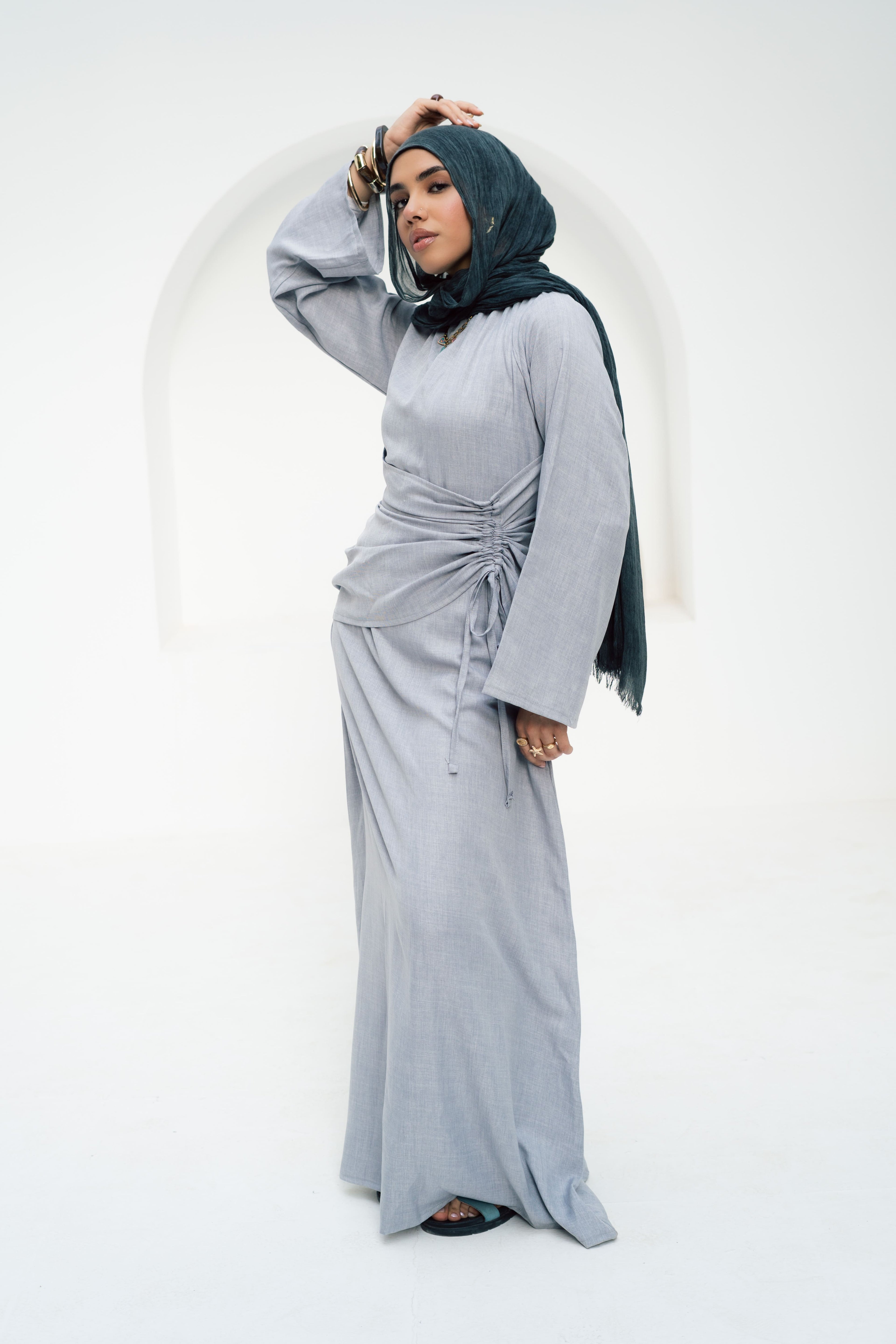 Dress Waist Cinched - Light Grey