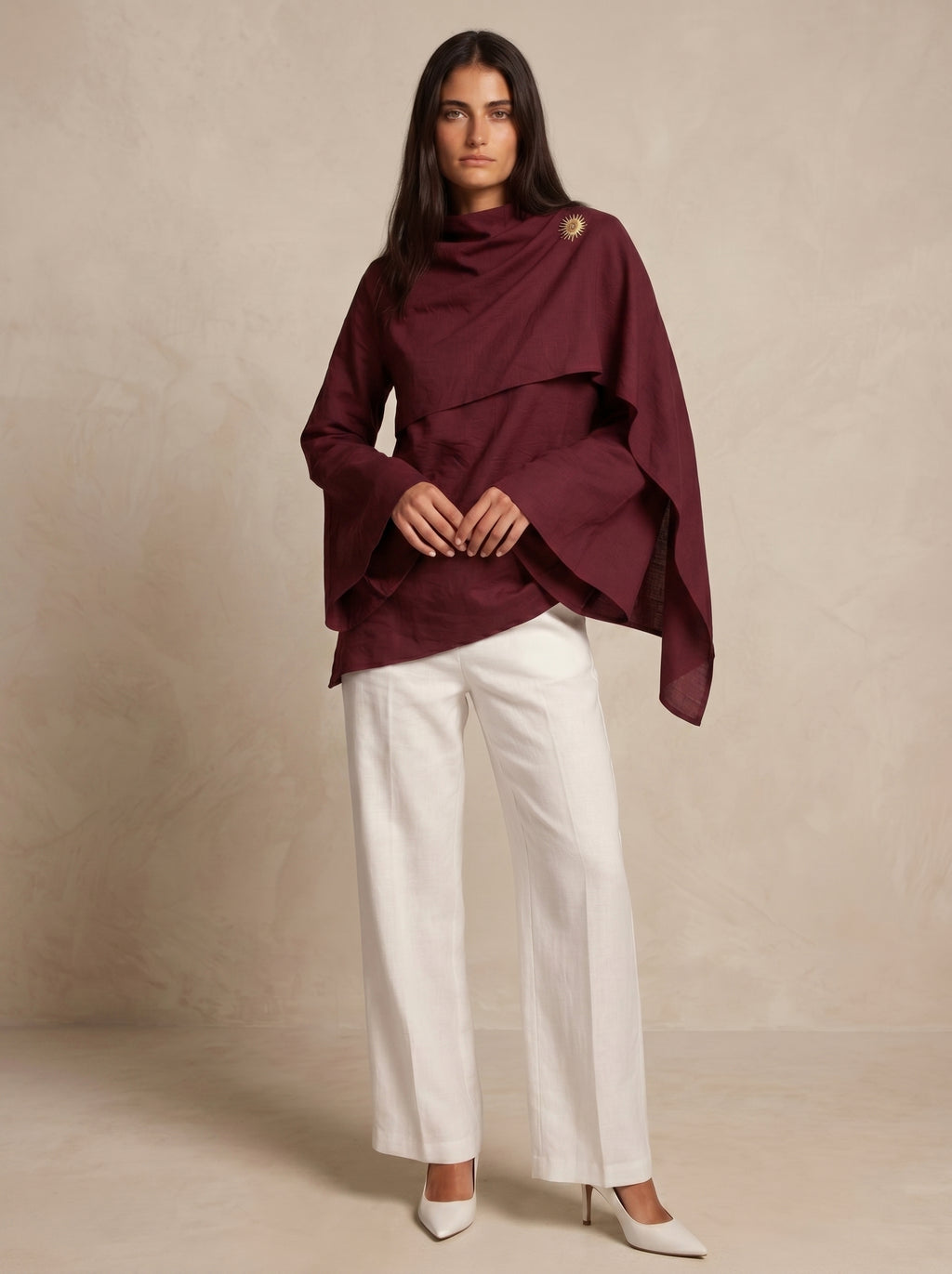 Shawl Burgundy Blouse