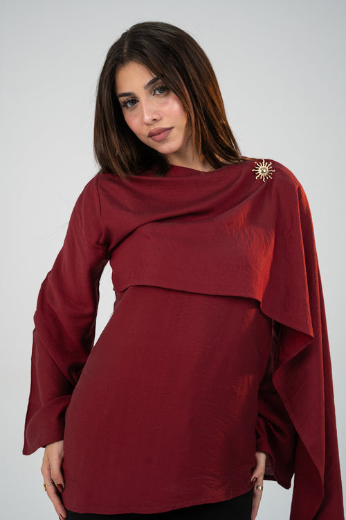 Shawl Burgundy Blouse