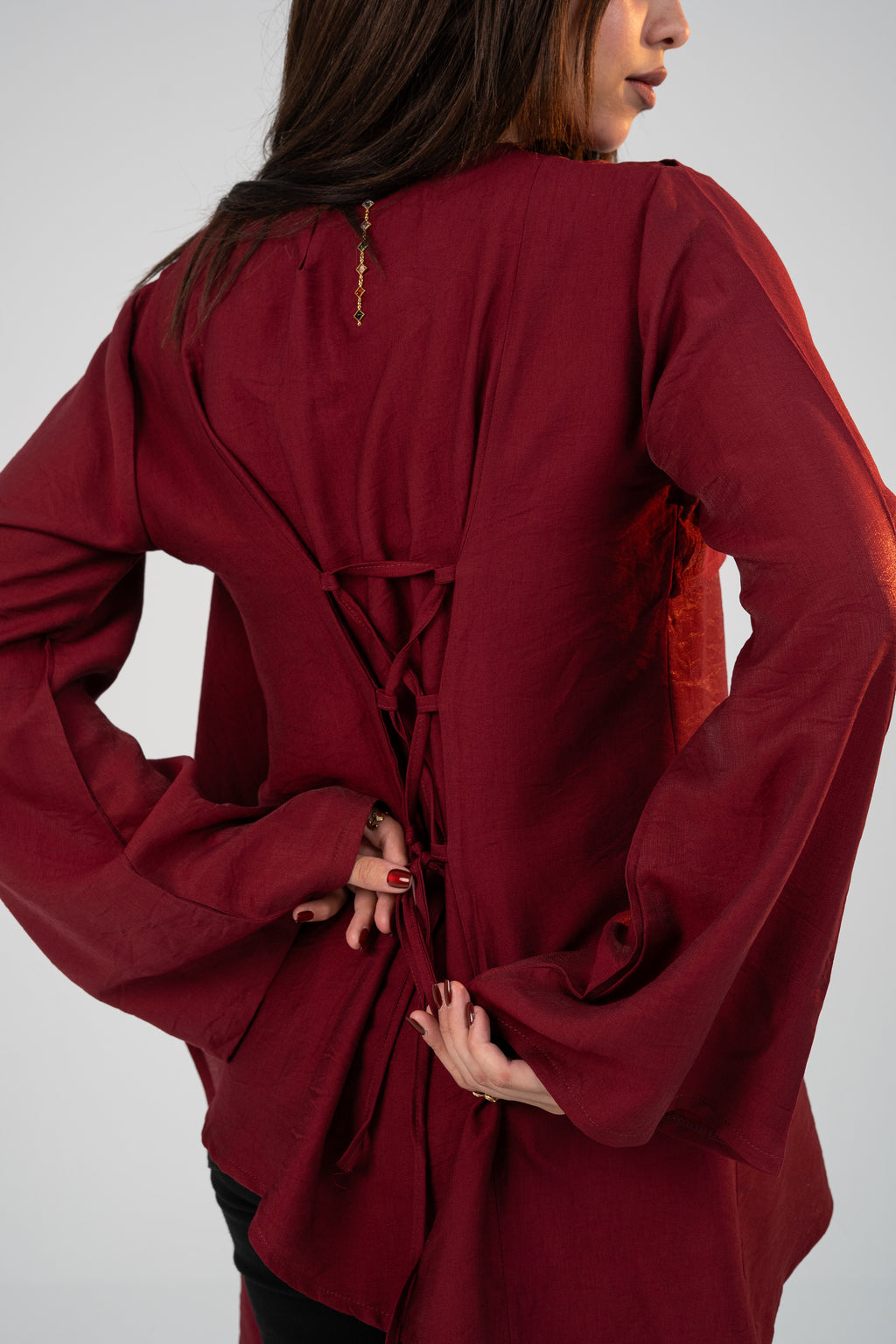 Shawl Burgundy Blouse
