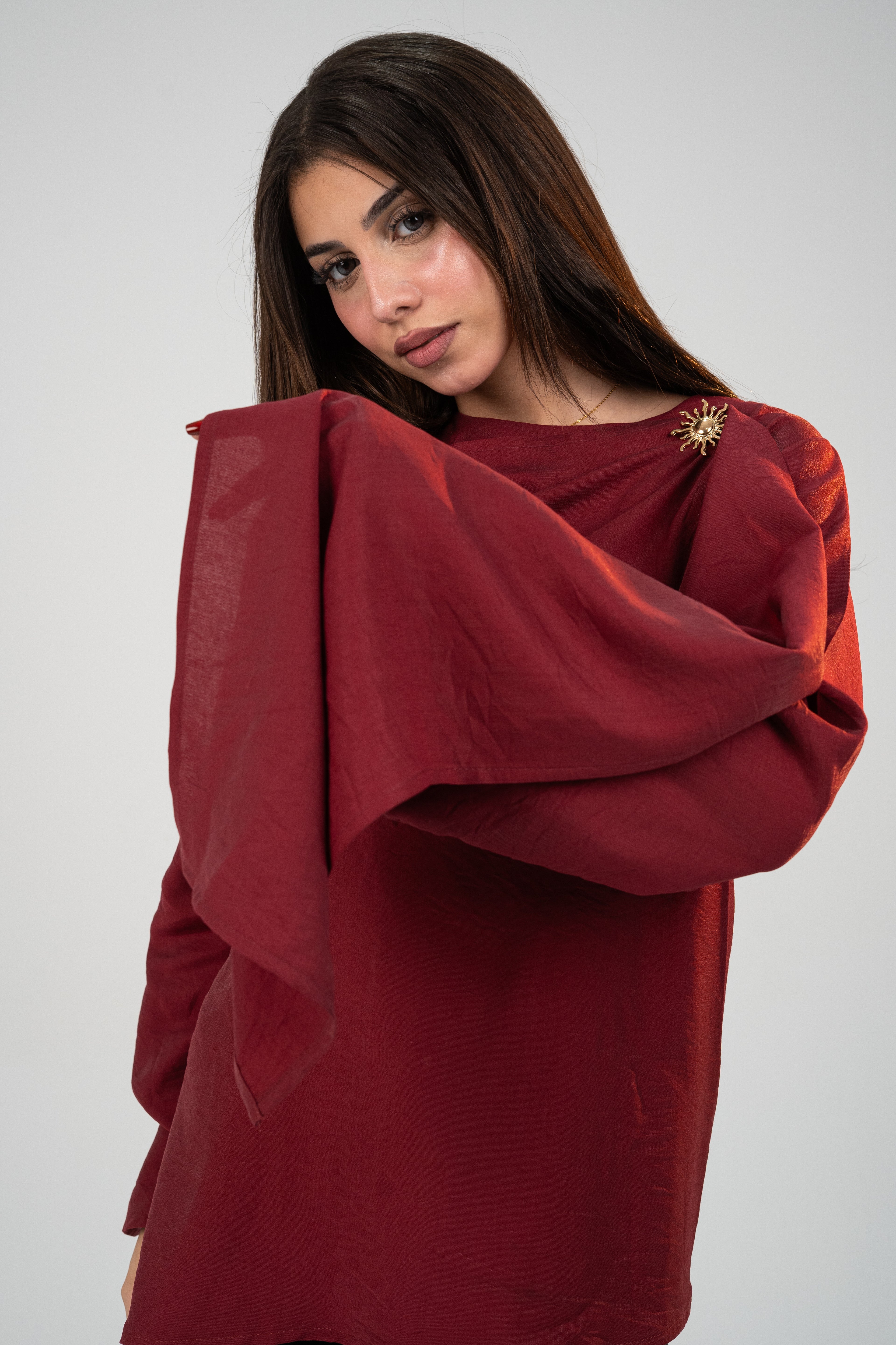 Shawl Burgundy Blouse