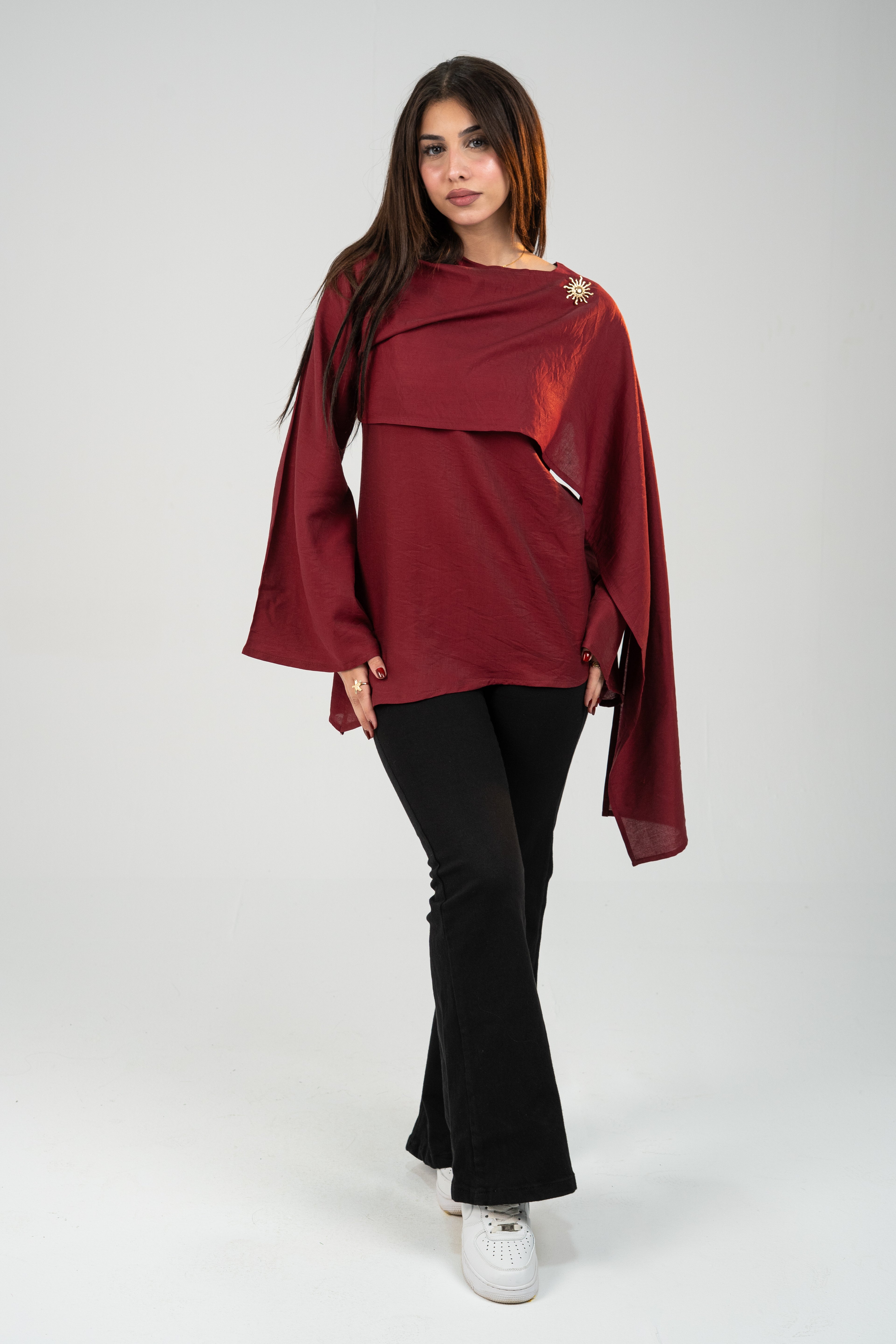 Shawl Burgundy Blouse